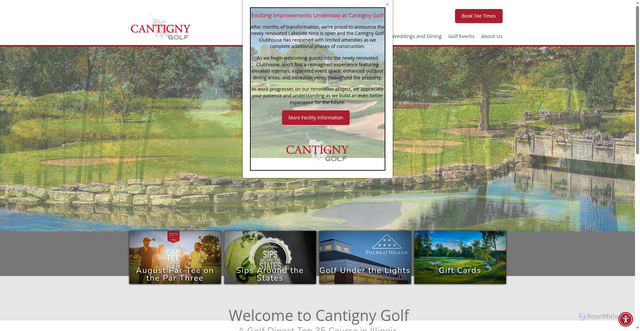 Security scan screenshot of https://www.cantignygolf.com/