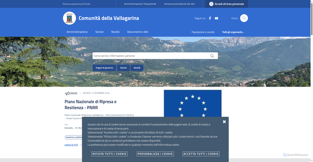 Security scan screenshot of https://www.comunitadellavallagarina.tn.it/
