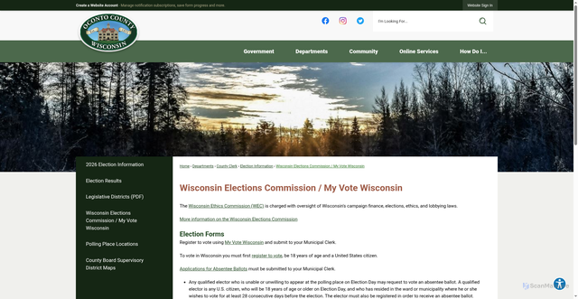 Security scan screenshot of https://www.ocontocountywi.gov/310/Wisconsin-Elections-Commission-My-Vote-W