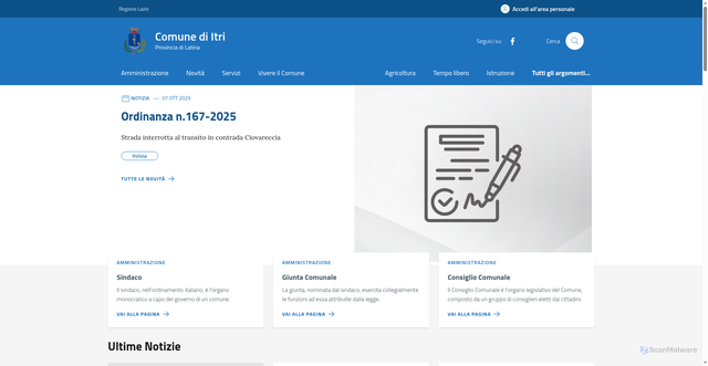 Security scan screenshot of https://comune.itri.lt.it/