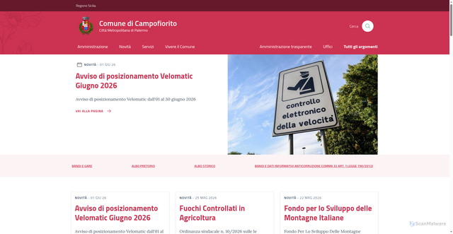 Security scan screenshot of https://comune.campofiorito.pa.it