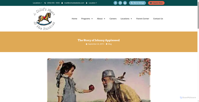 Security scan screenshot of https://achildsplaceattheranches.com/the-story-of-johnny-appleseed/