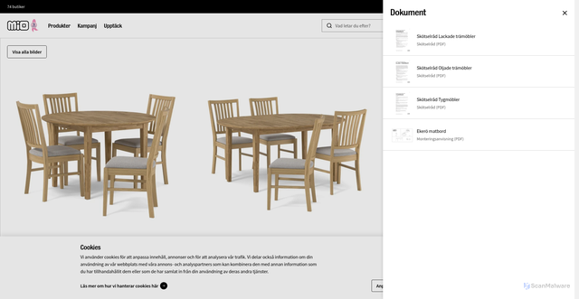 Security scan screenshot of https://www.mio.se/p/eker%C3%83%C2%83%C3%82%C2%B6-matgrupp-med-4-stolar-eker%C3%83%C2%83%C3%82%C2%B6/875173?id=M2620267&utm_source=miomedlem_nb_control50_a&utm_medium=email&utm_campaign=20260929_seasonsale&eclub=9z%2BKJszlpIzVY6FWl2bjXrD5ExOwSDFPe7RHpyVDpWM%3D%2FoSRjyoFHW0VhnPUnFweLoJG4b%2B1U1EigJSDRHERRGjDRY8QoPzXWi9X2mPXydmMojd%2FcT8tcV5Uc%2BnWQHv3%2FzOdC3olGuHxCzLXLmLTSPTp%2BvSIIQeyWJET3tl9AYfrinFSEmCGuUtxmQxSSiGwORd1JE8w6KLFx7Vewn%2BLmE5fjgeHpOaB7ppOwvM%2FNWfe8D7XXualOQNxjXIepqwOBw%3D%3D