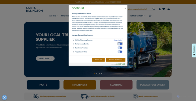 Security scan screenshot of https://www.carrs-billington.com/