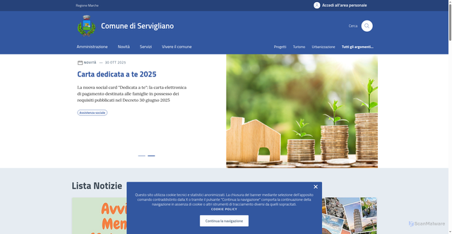 Security scan screenshot of https://comune.servigliano.fm.it/