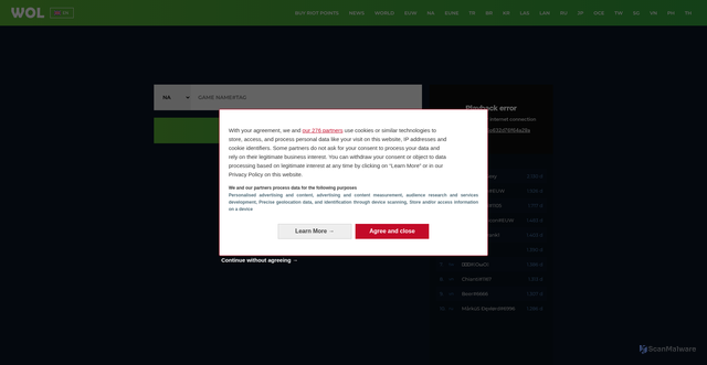 Security scan screenshot of https://wol.gg/