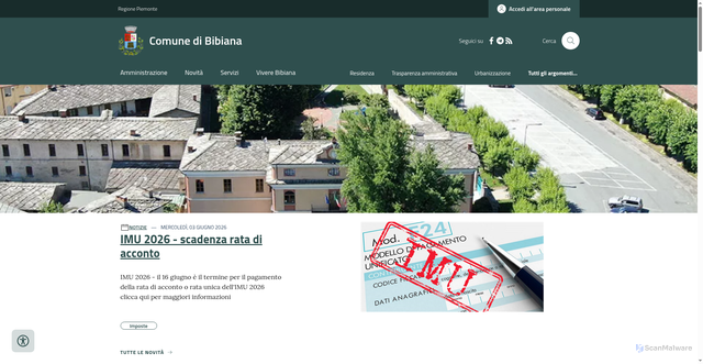 Security scan screenshot of https://www.comune.bibiana.to.it