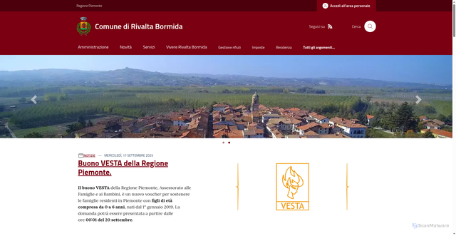 Security scan screenshot of https://www.comune.rivalta.al.it/
