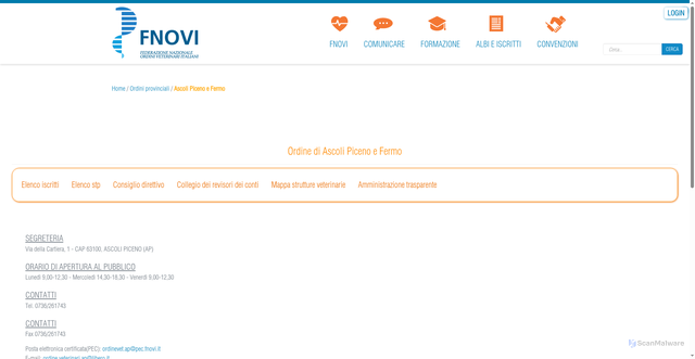 Security scan screenshot of https://www.fnovi.it/ordini-provinciali/Ascoli%20Piceno%20e%20Fermo?id_ordine_prov=6