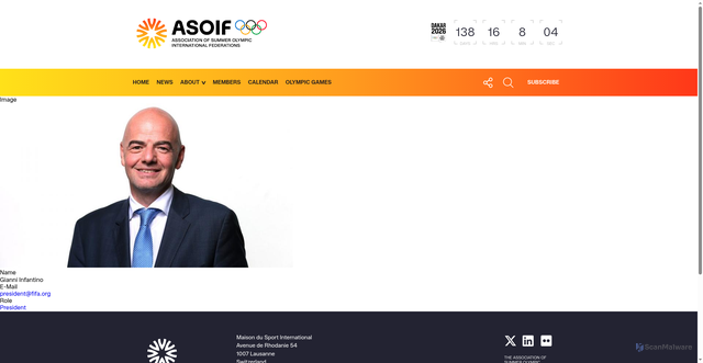 Security scan screenshot of https://www.asoif.com/gianni-infantinopresident