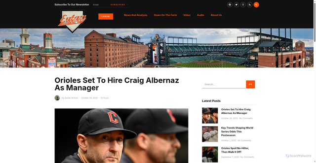 Security scan screenshot of https://eutawstreetreport.com/orioles-set-to-hire-craig-albernaz-as-manager/