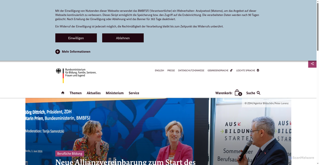 Security scan screenshot of http://www.bmfsfj.de