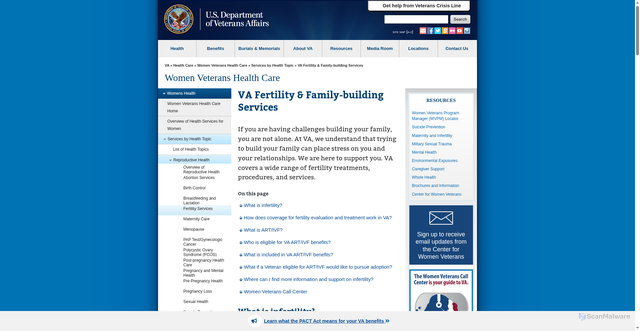 Security scan screenshot of https://www.womenshealth.va.gov/topics/fertility-services.asp