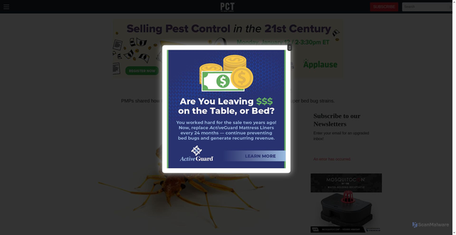 Security scan screenshot of https://www.pctonline.com/news/how-to-beat-bed-bug-resistance/