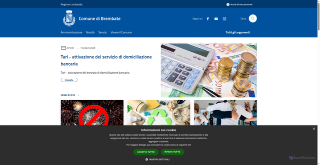 Security scan screenshot of https://www.comune.brembate.bg.it/it