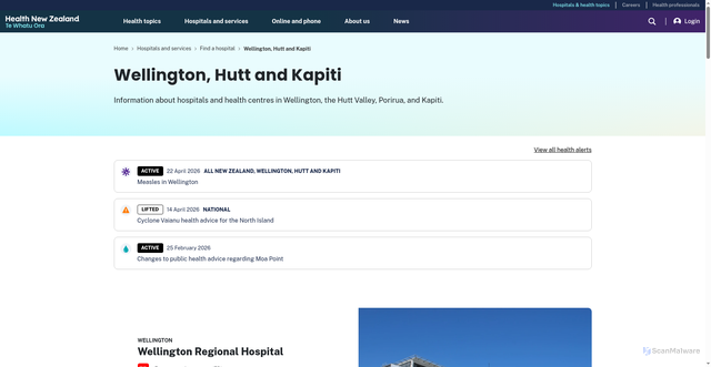Security scan screenshot of http://www.huttvalleydhb.org.nz