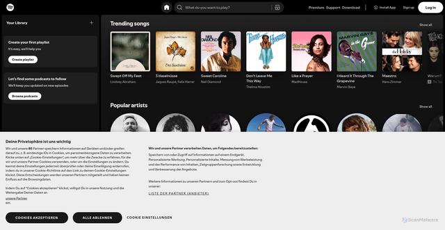 Security scan screenshot of https://open.spotify.com
