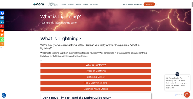 Security scan screenshot of https://www.earthnetworks.com/lightning-facts/