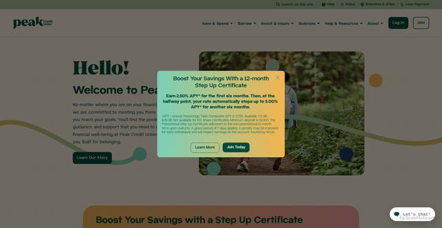 Security scan screenshot of https://peakcu.org