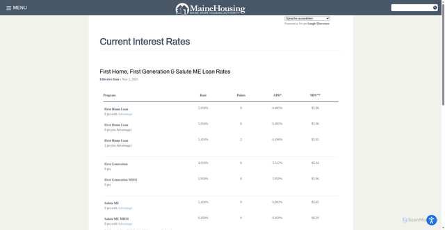 Security scan screenshot of https://www.mainehousing.org/programs-services/homebuyer/current-interest-rates