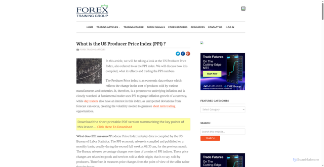 Security scan screenshot of https://forextraininggroup.com/us-producer-price-index-ppi/