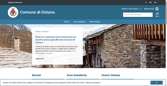 Security scan screenshot of https://www.comune.ostana.cn.it/