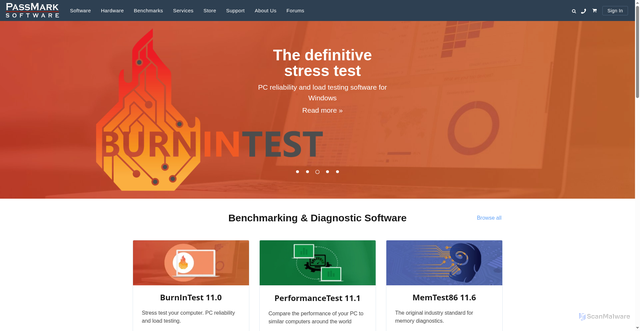 Security scan screenshot of https://www.passmark.com
