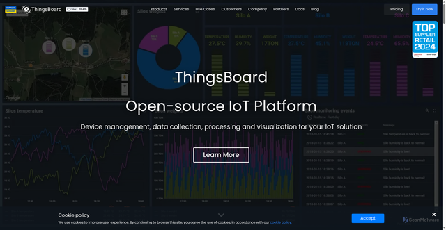 Security scan screenshot of https://thingsboard.io/