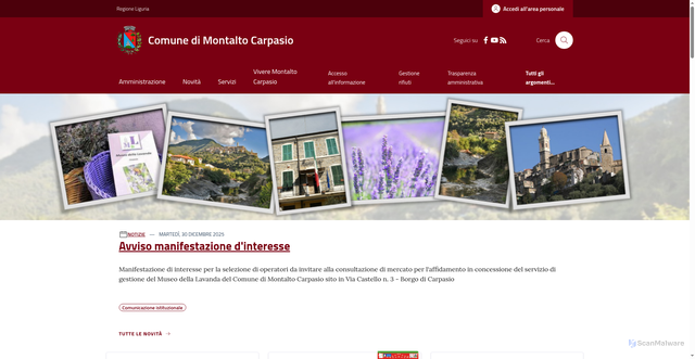 Security scan screenshot of https://www.comune.montaltocarpasio.im.it/