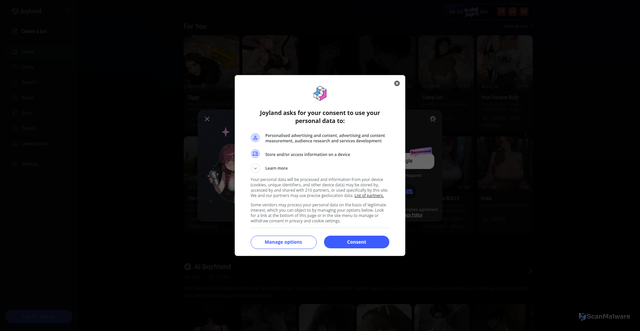 Security scan screenshot of https://joyland.ai