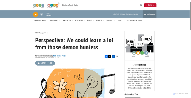 Security scan screenshot of https://www.northernpublicradio.org/wnij-perspectives/2025-10-24/perspective-we-could-learn-a-lot-from-those-demon-hunters