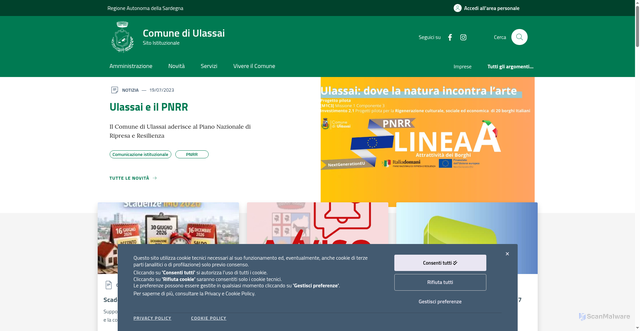 Security scan screenshot of https://www.comune.ulassai.og.it