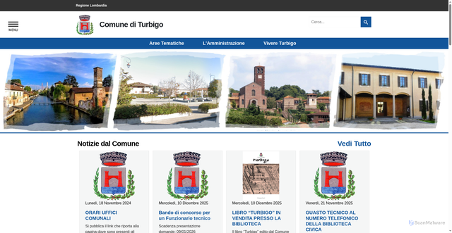 Security scan screenshot of https://www.comune.turbigo.mi.it/