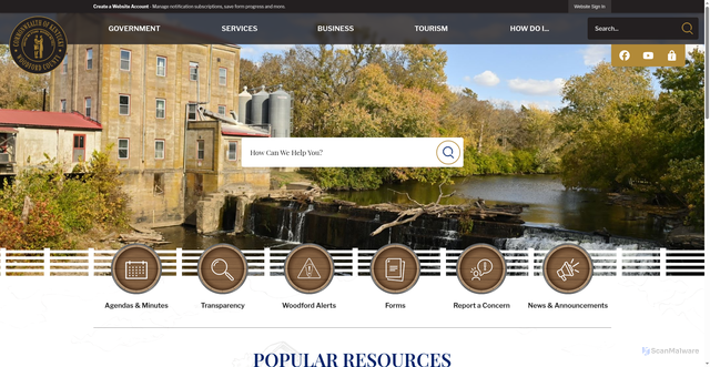 Security scan screenshot of https://woodfordcountyky.gov/