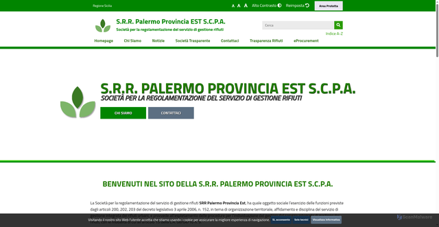 Security scan screenshot of https://www.srrpalermoprovinciaest.it/