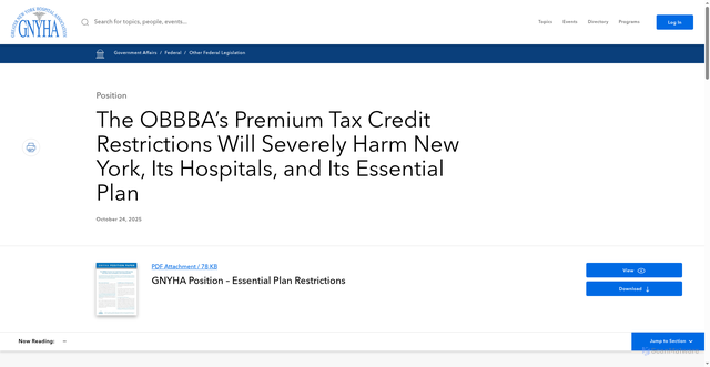 Security scan screenshot of https://www.gnyha.org/position/the-one-big-beautiful-bill-acts-aca-essential-plan-restrictions-would-severely-harm-new-york-and-its-hospitals/