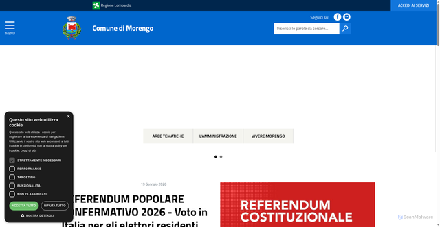 Security scan screenshot of https://www.comune.morengo.bg.it/