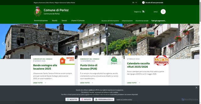 Security scan screenshot of https://www.comune.perloz.ao.it/it-it/home