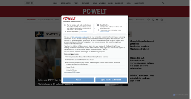 Security scan screenshot of https://www.pcwelt.de