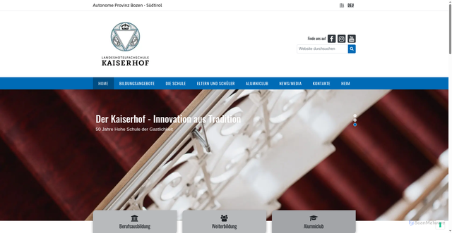 Security scan screenshot of https://www.kaiserhof.berufsschule.it/de/home