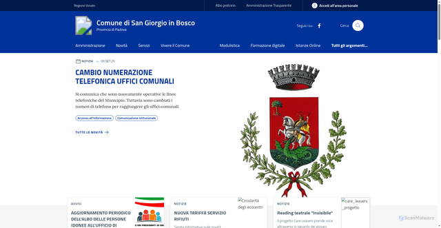 Security scan screenshot of https://www.comune.sangiorgioinbosco.pd.it/
