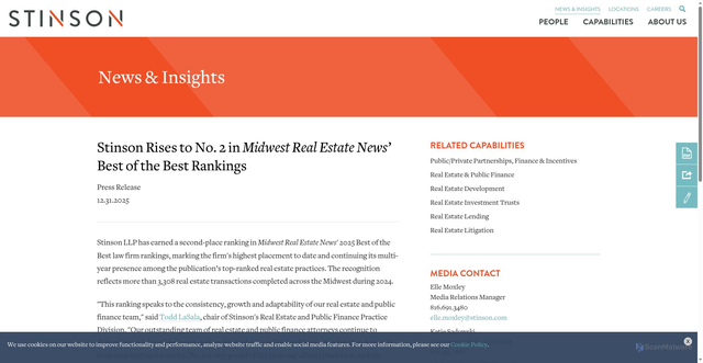 Security scan screenshot of https://www.stinson.com/newsroom-news-stinson-rises-to-no-2-in-midwest-real-estate-news-best-of-the-best-rankings
