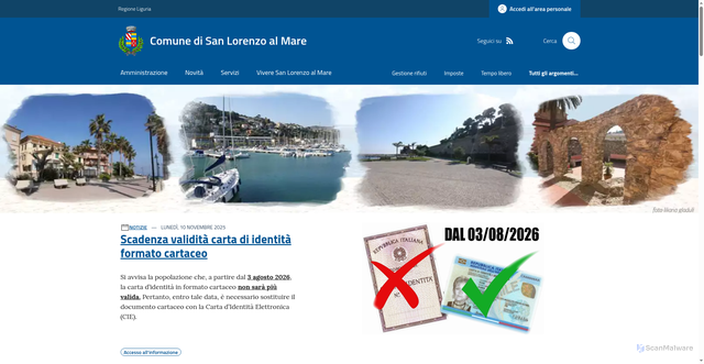 Security scan screenshot of https://www.comune.sanlorenzoalmare.im.it/