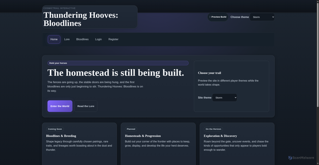 Security scan screenshot of http://thunderinghoovesbloodlines.com/