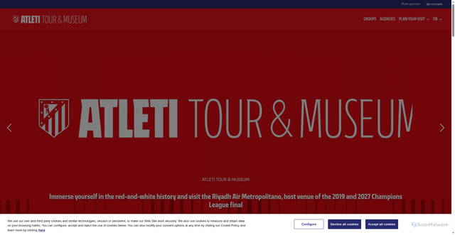 Security scan screenshot of https://tour-museum.atleticodemadrid.com/home