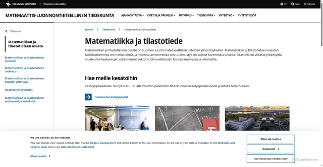Security scan screenshot of https://math.helsinki.fi
