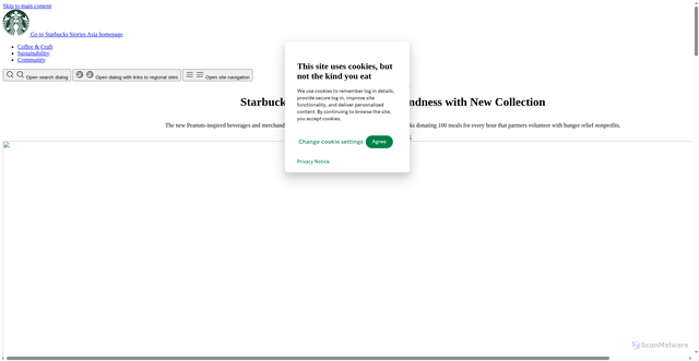 Security scan screenshot of https://stories.starbucks.com/asia/stories/2025/starbucks-and-peanuts-inspire-kindness-with-new-collection/