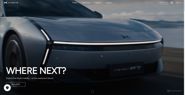 Security scan screenshot of https://xpeng.com