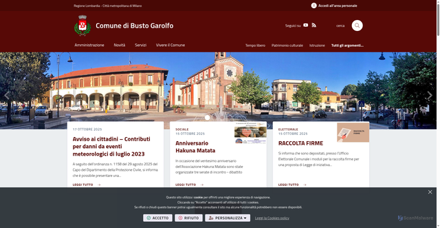 Security scan screenshot of https://www.comune.bustogarolfo.mi.it/it-it/home