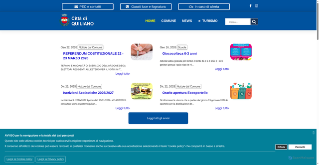 Security scan screenshot of https://www.comune.quiliano.sv.it/